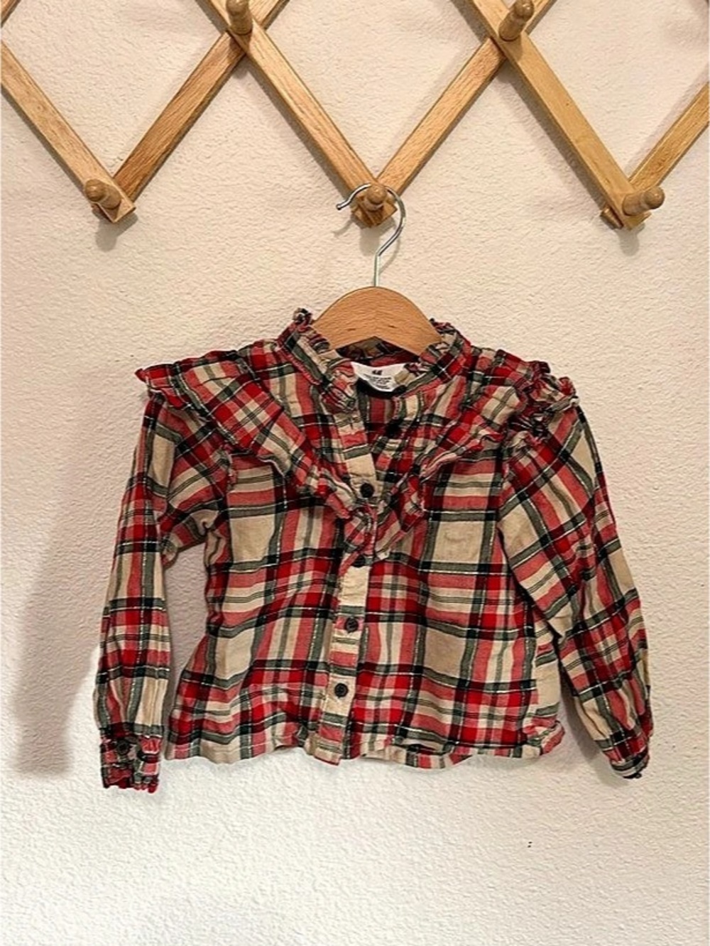 H&M Plaid Ruffle Button-Up Girls 2T - Picture 1 of 4